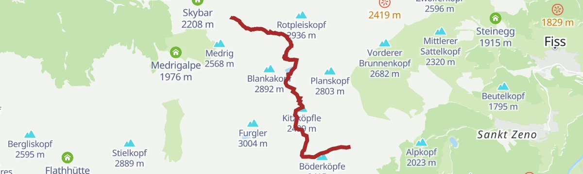 Route map: Ascherhütte über Blankasee
